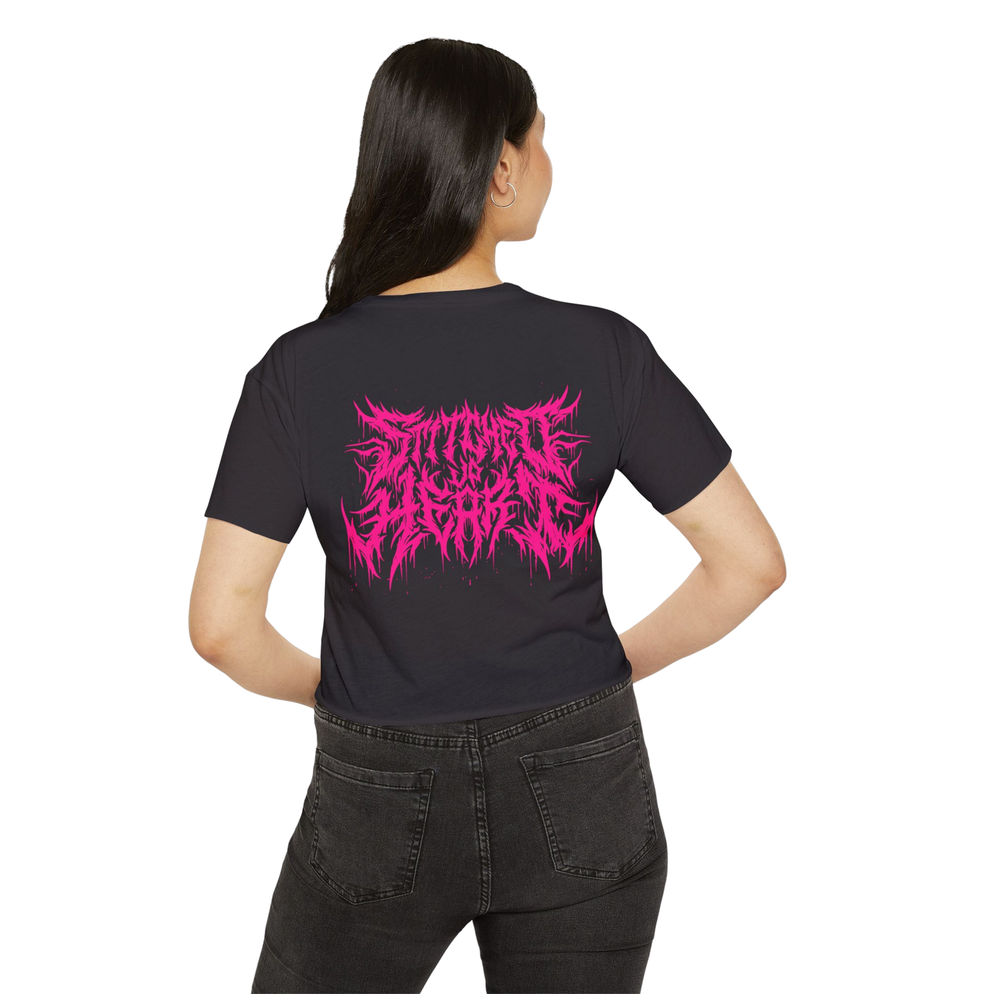Pink Glitch Bitch Crop
