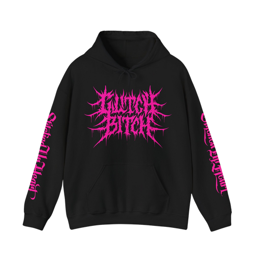 Glitch Bitch Pink Metal Pullover Hoodie